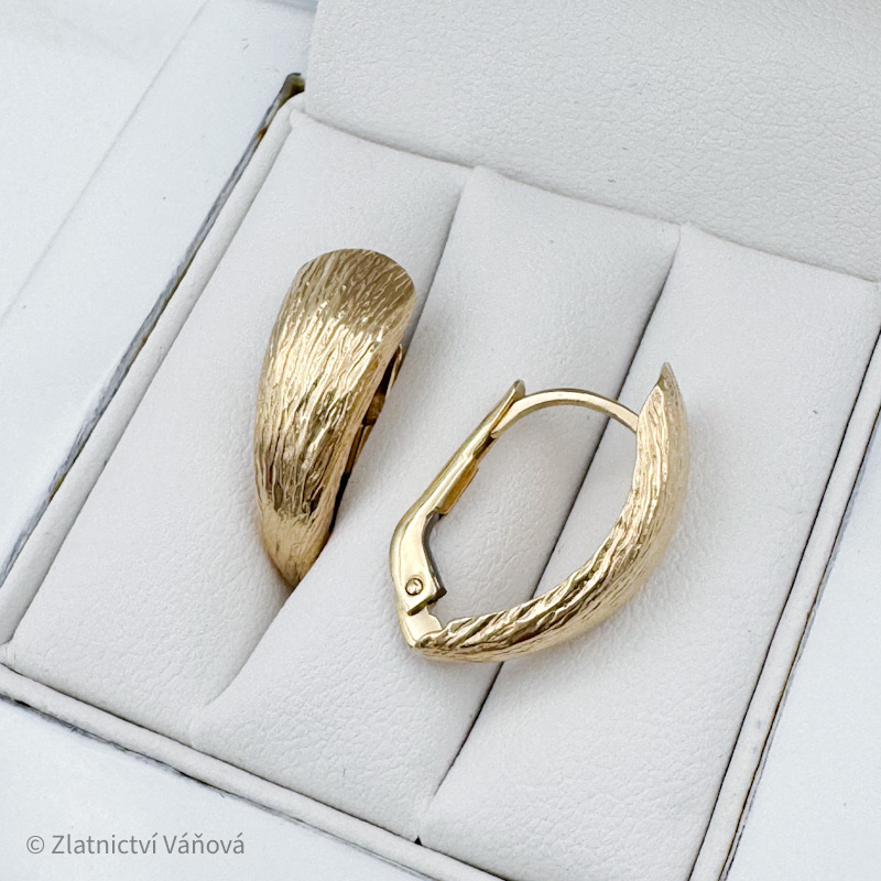 Žluté zlato náušnice na klapku